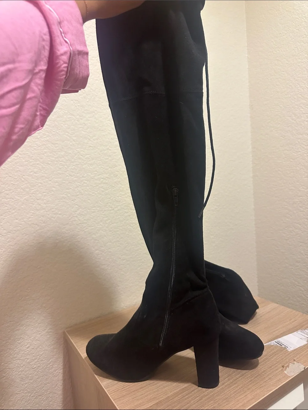 Forever 21 Black Over-the-Knee Block Heel Boots